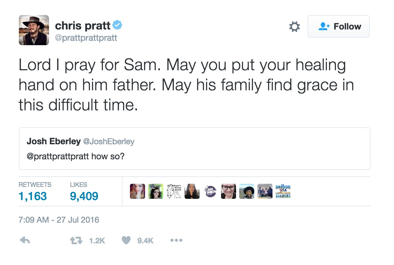 Chris Pratt - Tweet God